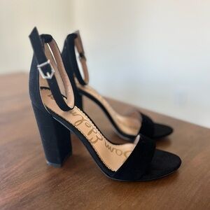 Sam Edelman Yaro Black Suede Ankle Strap Block Heels